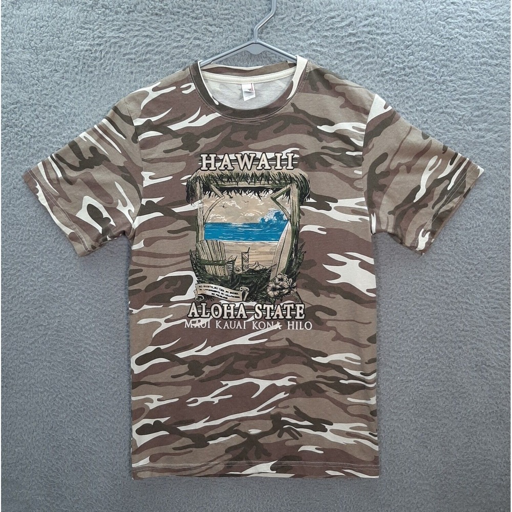 Hawaii Shirt Adult Small Camouflage Graphic Tee Aloha State Travel Souvenir Camo